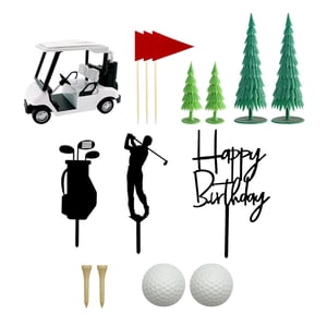 Bothyi - Adornos Para Tartas De Cumpleaños De Golf Para Hombres Para Celebraciones Día Del Padre Aniversario Carro Blanco