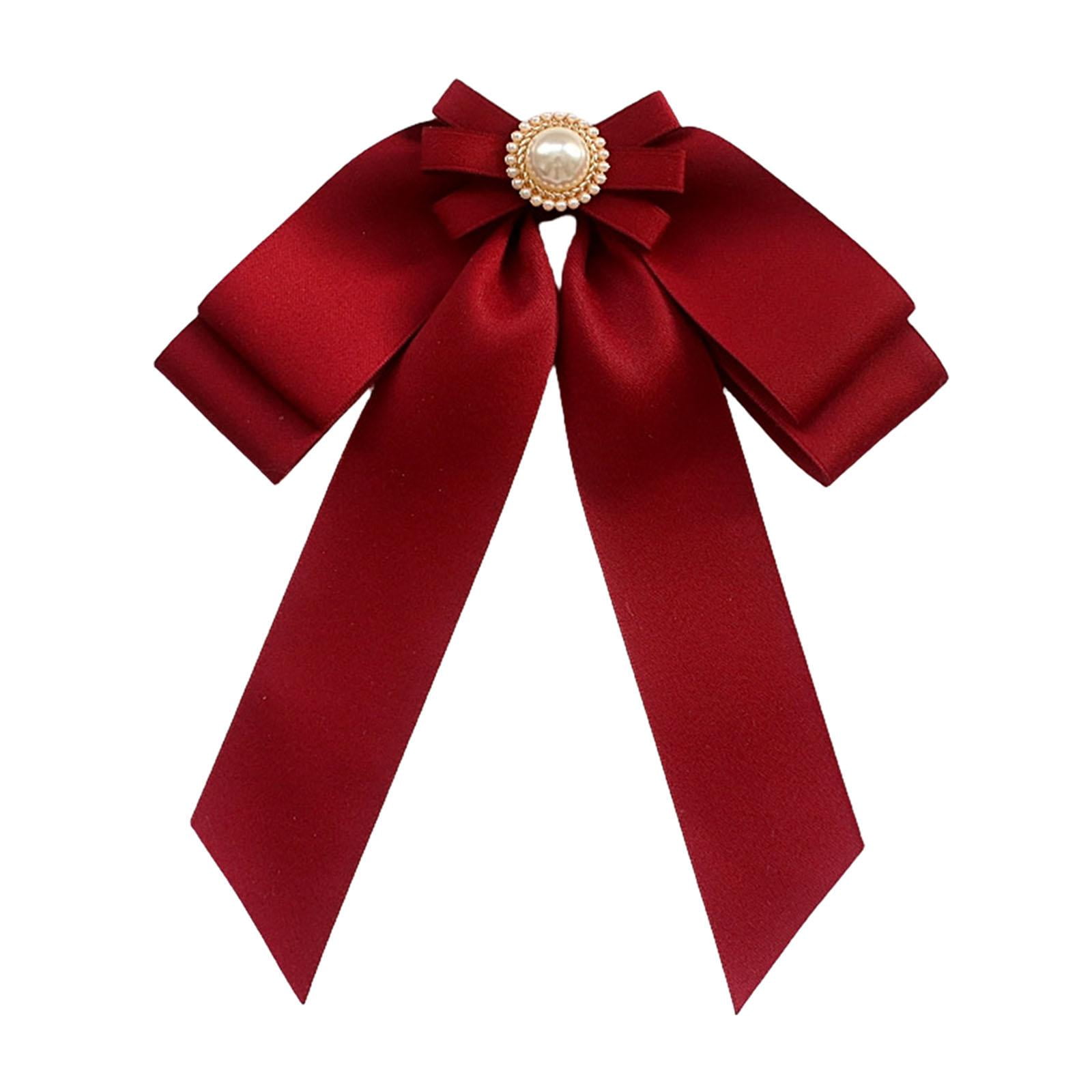 Ioensy - Broche Con Lazo Preatado Para Mujer, Elegante Broche Para Corbatas, Bufanda, Camisas, Blusa, Rojo