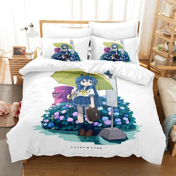 Anime Konata Izumi Lucky Star Bedding Set Duvet Cover Bed Set Quilt Cover Pillowcase Comforter Boys Adult Bed Sheets