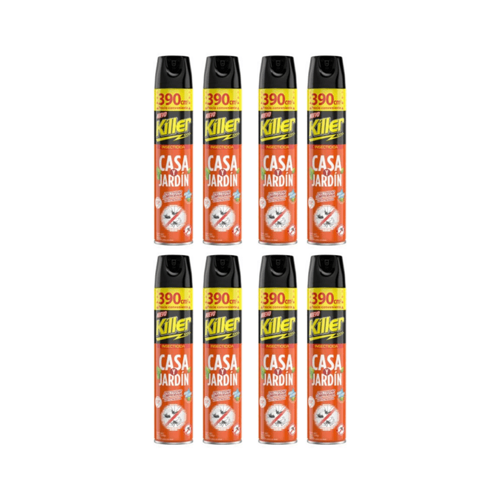 Killer - Pack 8 Insecticida En Aerosol 390cc Casa Y Jardin