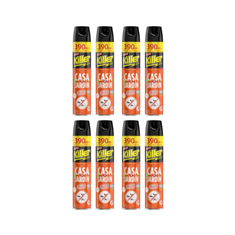 Killer - Pack 8 Insecticida En Aerosol 390Cc Casa Y Jardin