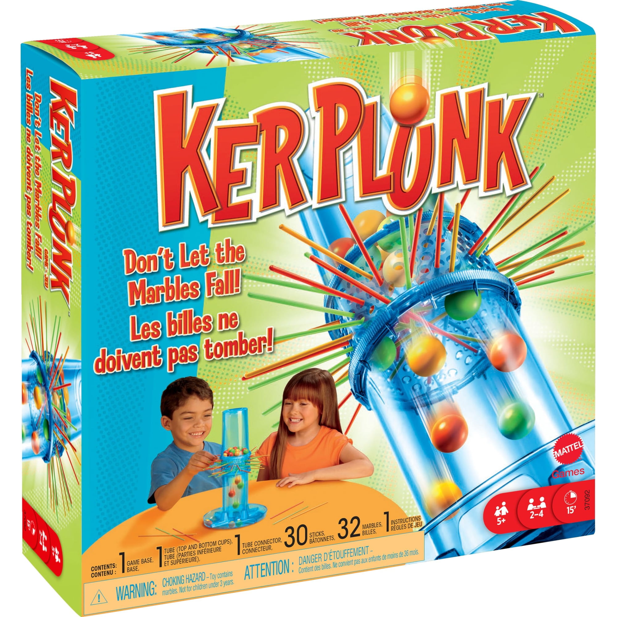Juego Mattel Games Kerplunk Para Niños Y Adultos De 2 A 4 Jugadores