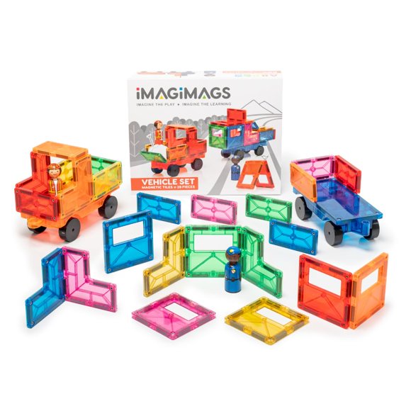 Set de construcción magnética de vehículos Imagimags de 28 piezas