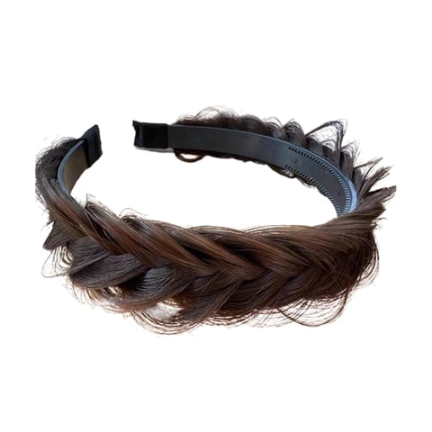 Magideal - Diadema Trenzada Para El Cabello, Diadema Trenzada Ancha, Peinado Para El Cabello, Banda Para El Cabello Gruesa, Banda Para El Cabello Trenzada Para M Marron Oscuro