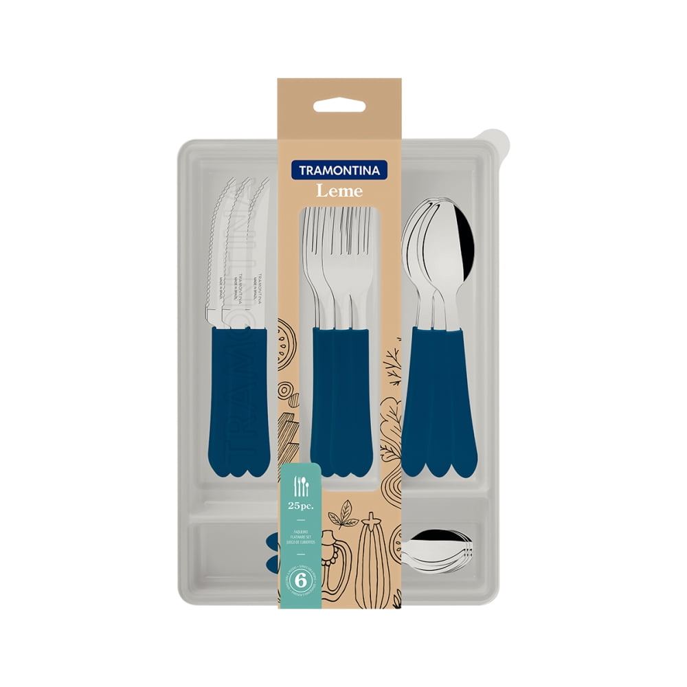 Tramontina Juego Cubiertos 25 Piezas Leme Azul