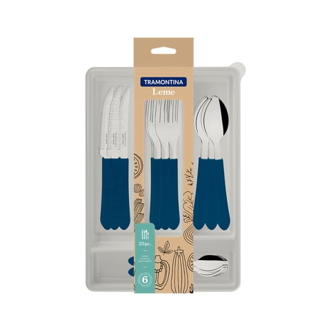 Tramontina Juego Cubiertos 25 Piezas Leme Azul