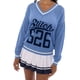 thumbnail image 2 of Jersey Disney Lilo & Stitch Crochet Varsity con cuello en V, azul, 2 of 9