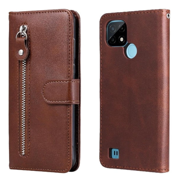 Funda con Cremallera para Realme C25Y/C21Y, Carcasa Cartera de Cuero PU con Soporte y Tarjetero