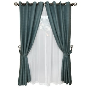 Mallorca - Set De Cortinas Rústica Con Argollas 8 Piezas Petróleo