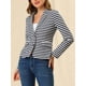 thumbnail image 5 of INSPIRE CHIC Blazer de Mujer con Solapa Muesca, Mangas Largas, Botones, Rayas, XS Blanco Azul Marino, 5 of 8