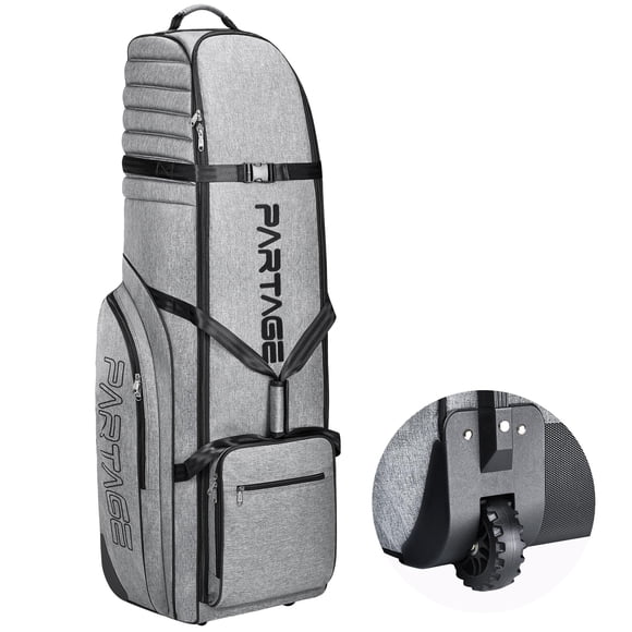 Bolsa de viaje de golf Partage con ruedas, tela Oxford 900D, color gris