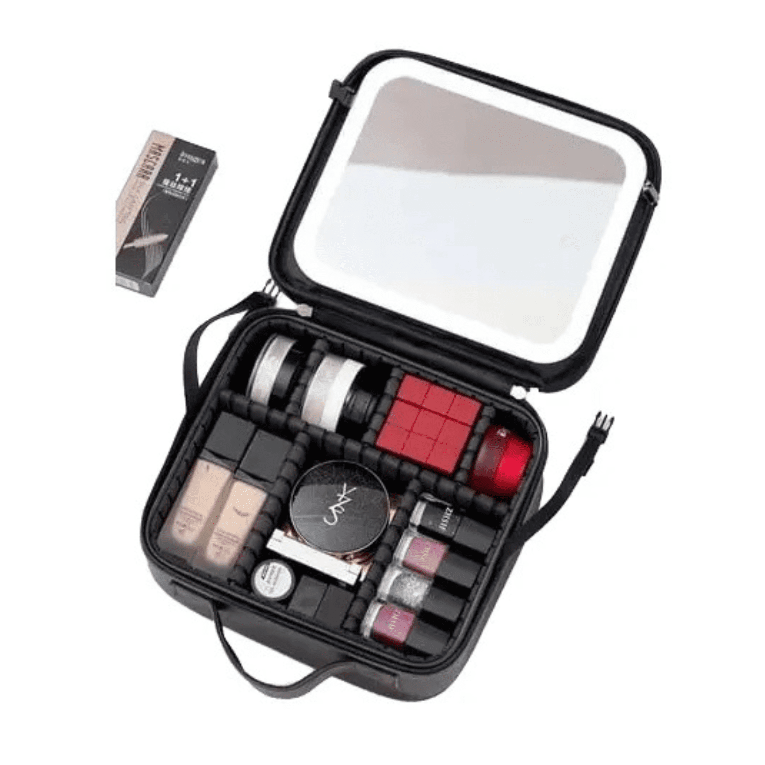Genérico - Bolso De Maquillaje Con Luz Led Recargable Negro