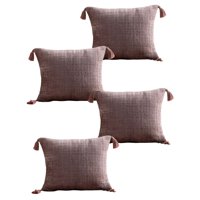 Genérico - Pack De 4 Fundas De Cojin Chenille Con Borlas 45X45 Rosa