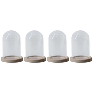 Ioensy - Contenedor De Cúpula De Campana De Cristal Transparente De 4 Piezas Con Tapa Para Decoración De Tienda De Oficina