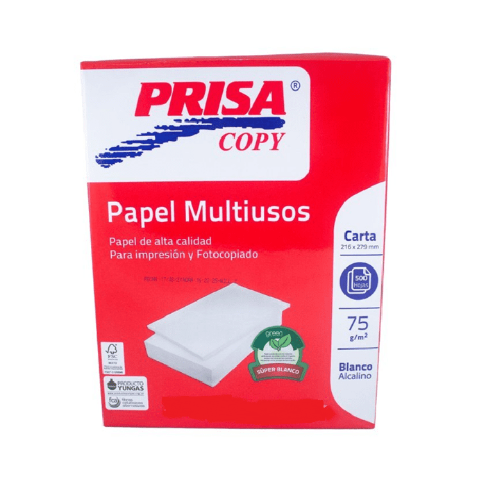 Resma Papel Blanco Carta 75grs 500 Hojas Prisa