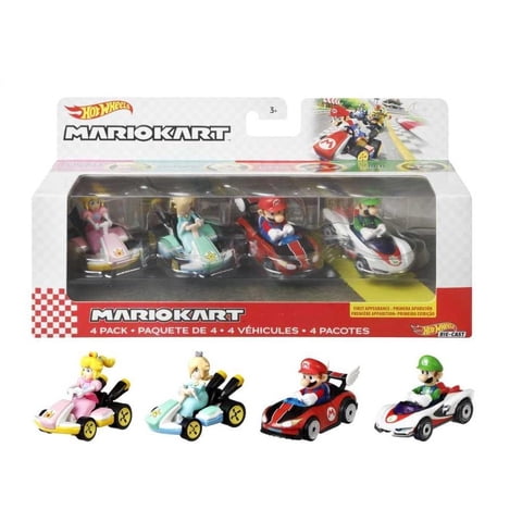 Vehículos De Juguete Hot Wheels Mario Kart 4 Piezas Peach, Rosalina, Mario, Luigi