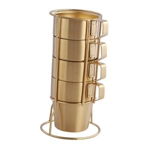 Magideal - Juego De 4 Tazas De Café Apilables De Acero Inoxidable, Tazas De Café Espresso, Tazas De Camping Portátiles De 300 Ml Para Fiestas En Casa Y Acampadas