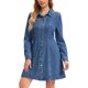 thumbnail image 4 of INSPIRE CHIC Vestido de Mezclilla para Mujer Otoño 2026 Manga Larga Botón Frontal Mini Vestido Camisero de Jean XL Azul, 4 of 6