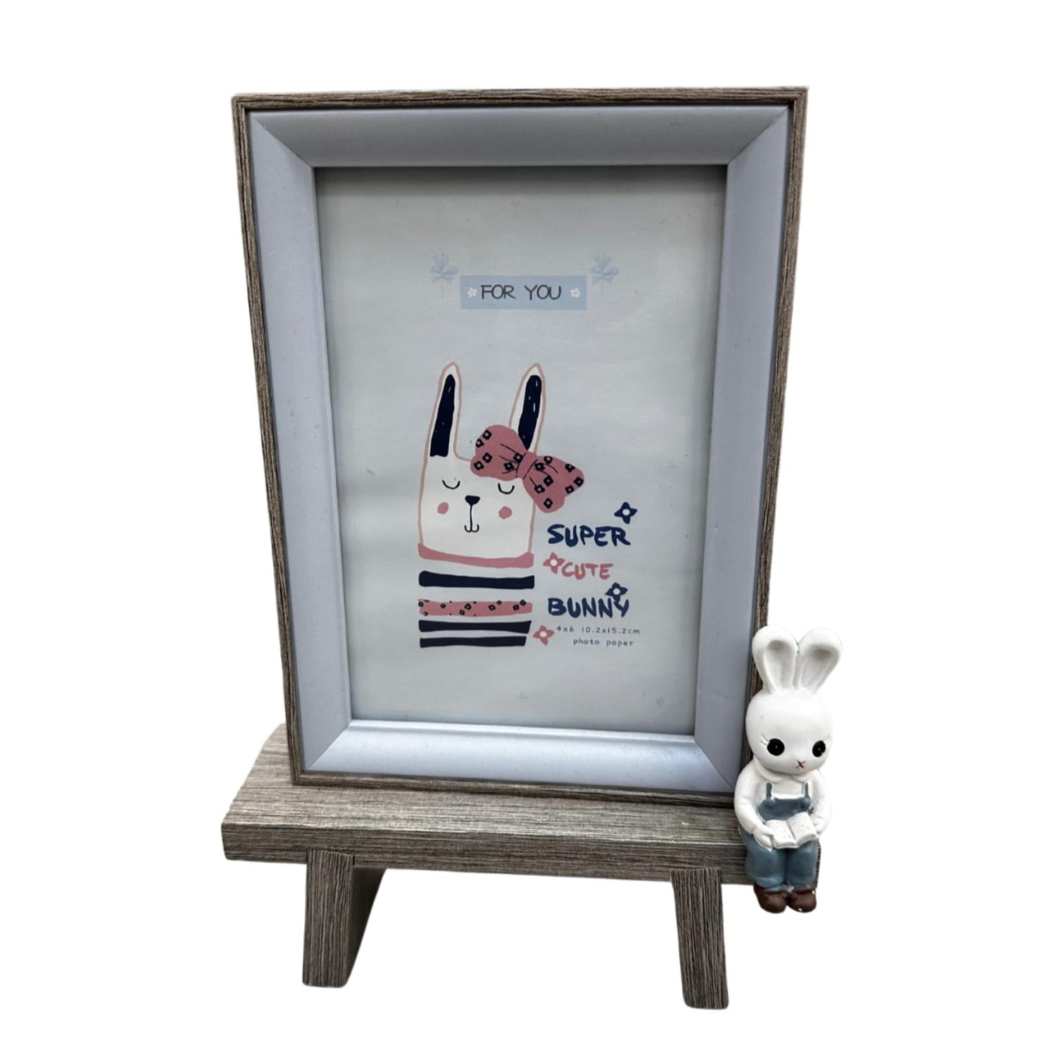 Kivara - Marco Foto Infantil Portaretrato 10x15cm Celeste En Atril Beige