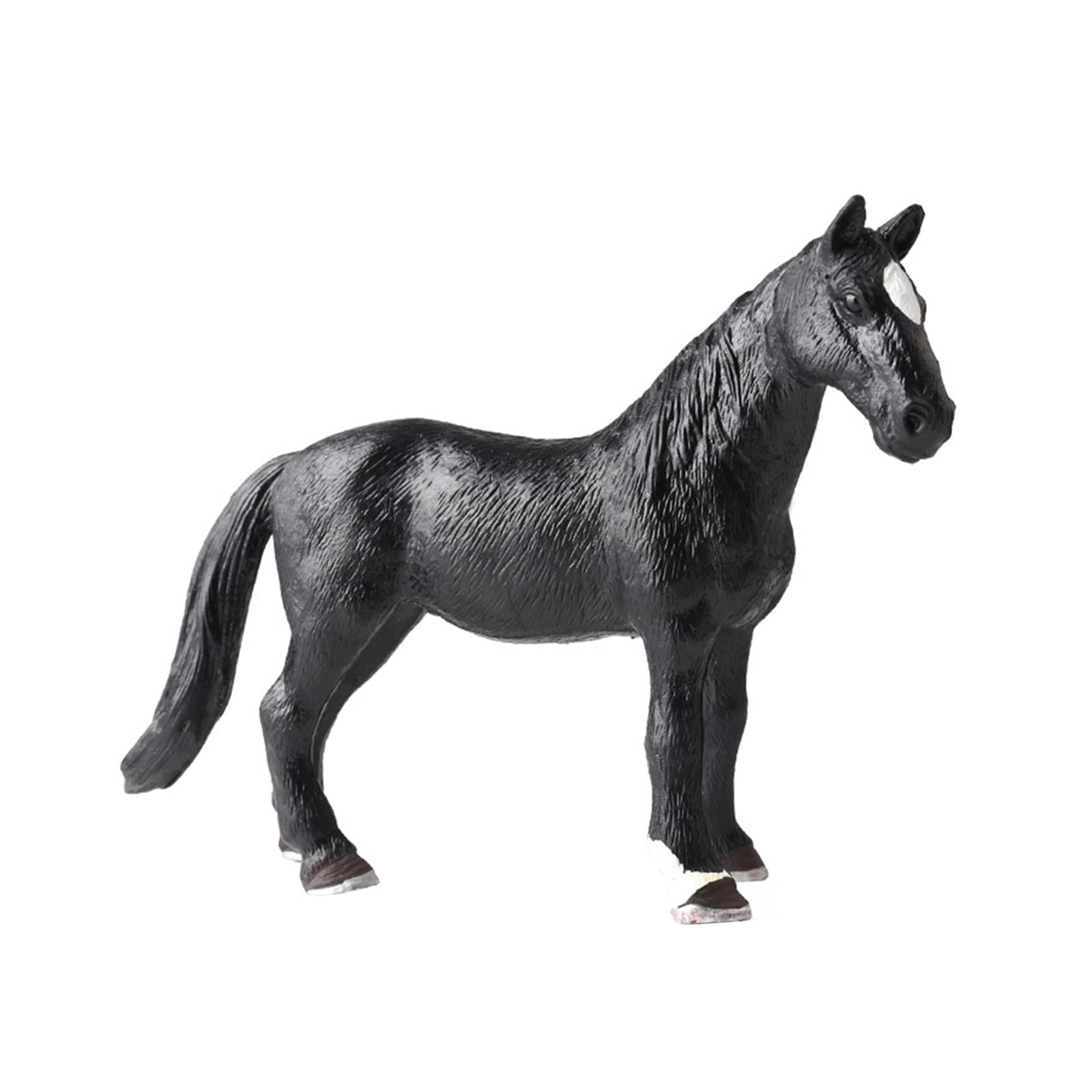 Magideal - Figura De Caballo, Estatua De Vida Silvestre, Simulación, Modelo De Animal Pequeño, Juguete Educativo Para Fiestas, Regalos Para Niñas De 3 Años En Ad Negro Completo
