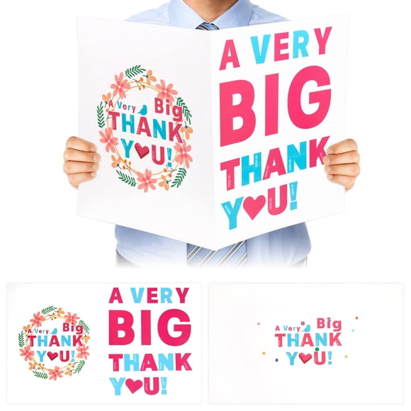 Tarjeta de agradecimiento gigante Fuceury, muy grande, 36,5 x 56 cm, con sobre