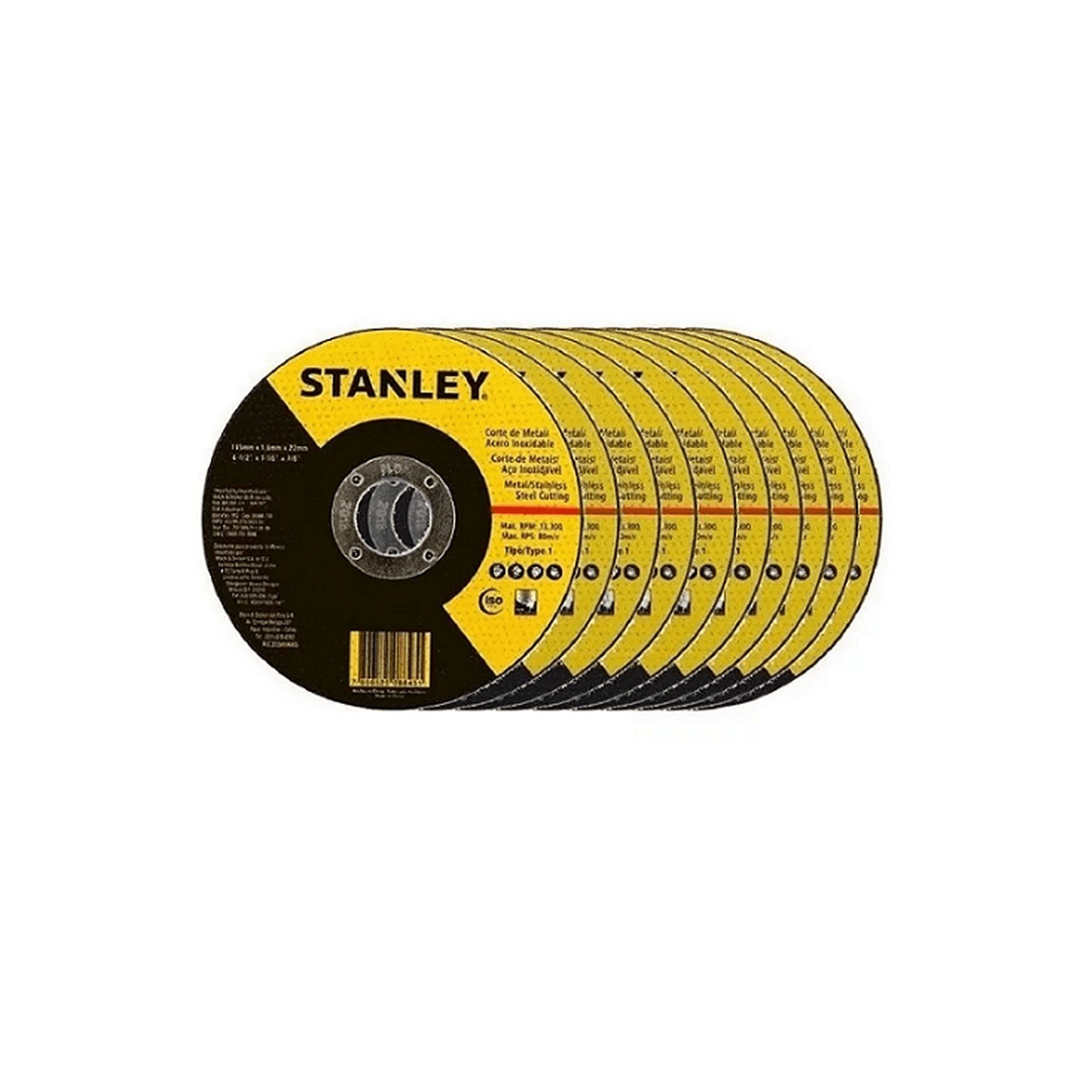 Genérico - Pack De 25 Discos De Corte 4 1/2 X 1.0mm Stanley Amarillo