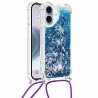 Funda Foxdock Para Iphone 16 Con Cuerda Ajustable, Brillo Líquido, Protección Antigolpes Y Lente – Ideal Para Regalo