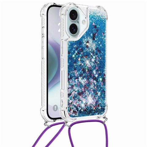 Funda Foxdock Para Iphone 16 Con Cuerda Ajustable, Brillo Líquido, Protección Antigolpes Y Lente – Ideal Para Regalo