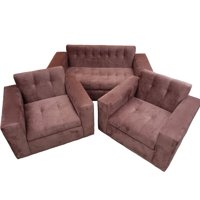 Diseños Valestrini - Juego De Living Felpa Chocolate