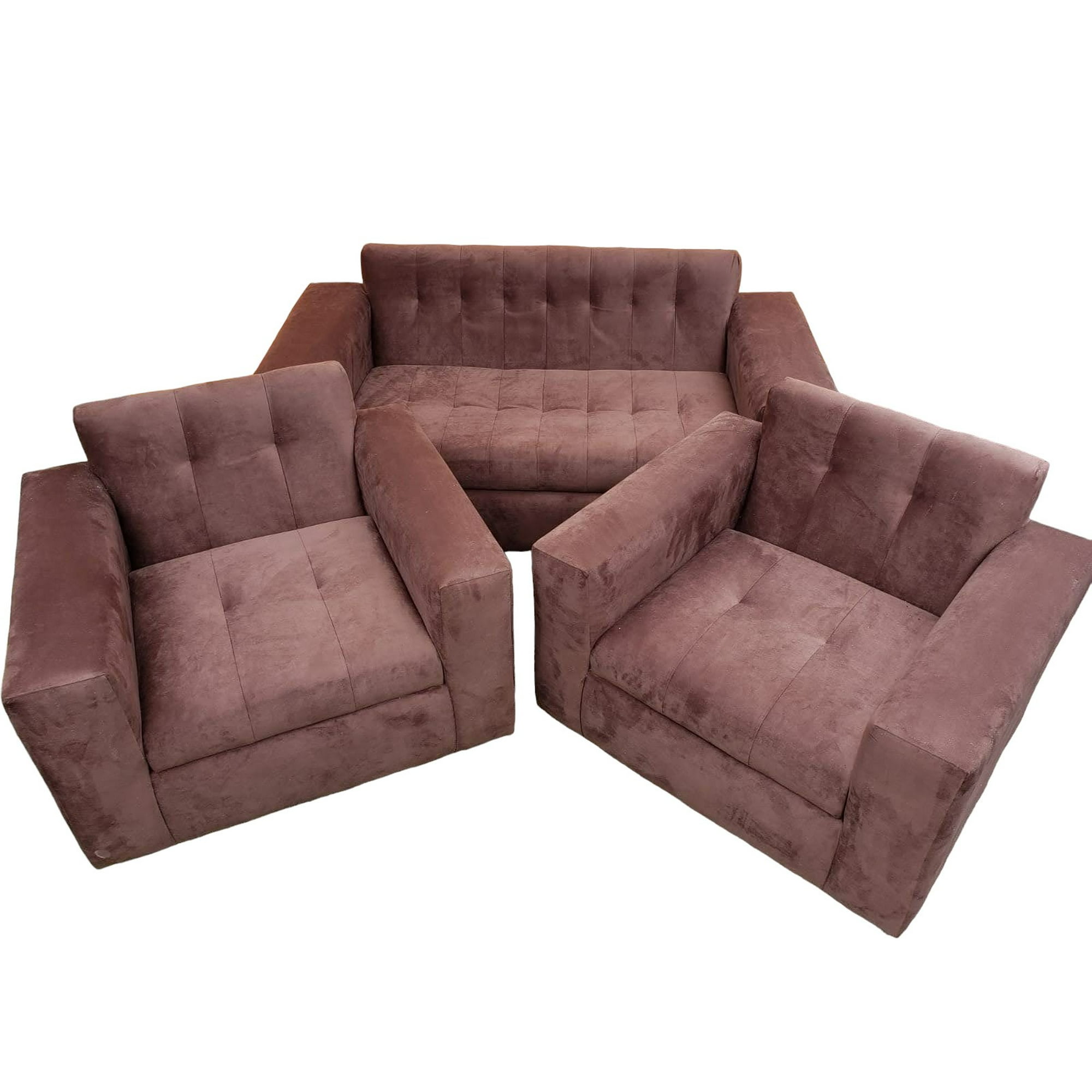 Diseños Valestrini - Juego De Living Felpa Chocolate