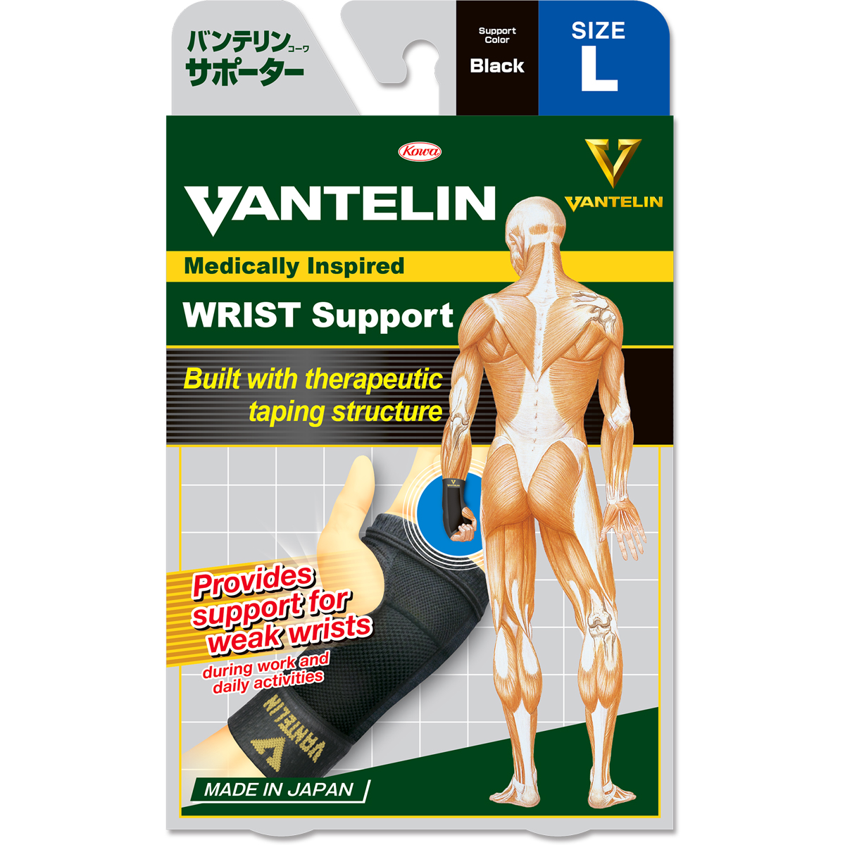 Muñequera Estabilizadora Vantelin L Negra