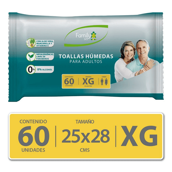 Toalla Húmeda Adulto Family Set - 60 unidades