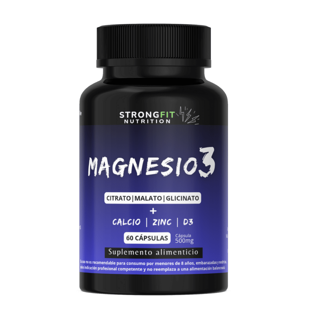 Strongfit Nutrition - Magnesio 3 - Con Calcio, Zinc Y D3 - 60 Cápsulas