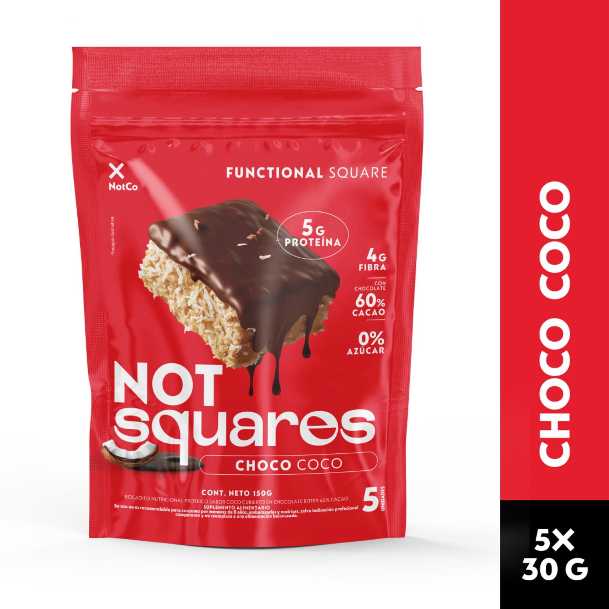 Notco - Barra De Proteína Notsquare Coco Cubierto En Chocolate 5Un