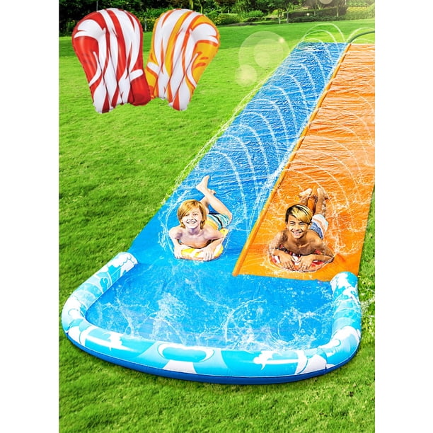 Tobogán acuático JOYIN de 6,9 m con 2 tablas de bodyboard para niños mayores de 3 años