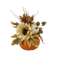 Bothyi - Adorno De Calabaza Artificial Con Flores Para El Dormitorio De Acción De Gracias Manualidades De Bricolaje Blanco Champán