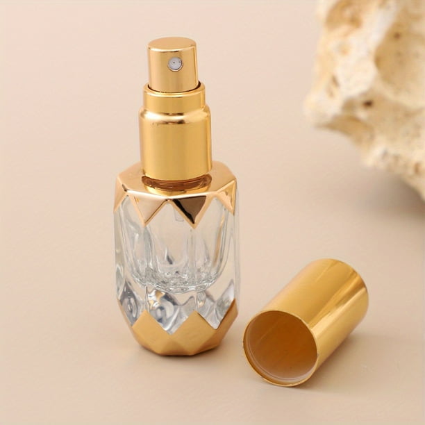 1Pc 6ml Perfume Spray Bottle Glass Atomizer Travel Cosmetic Sample Vials Rose Golden Refillable Perfume Bottle Luxury Style Liquid Container, Travel Essentials