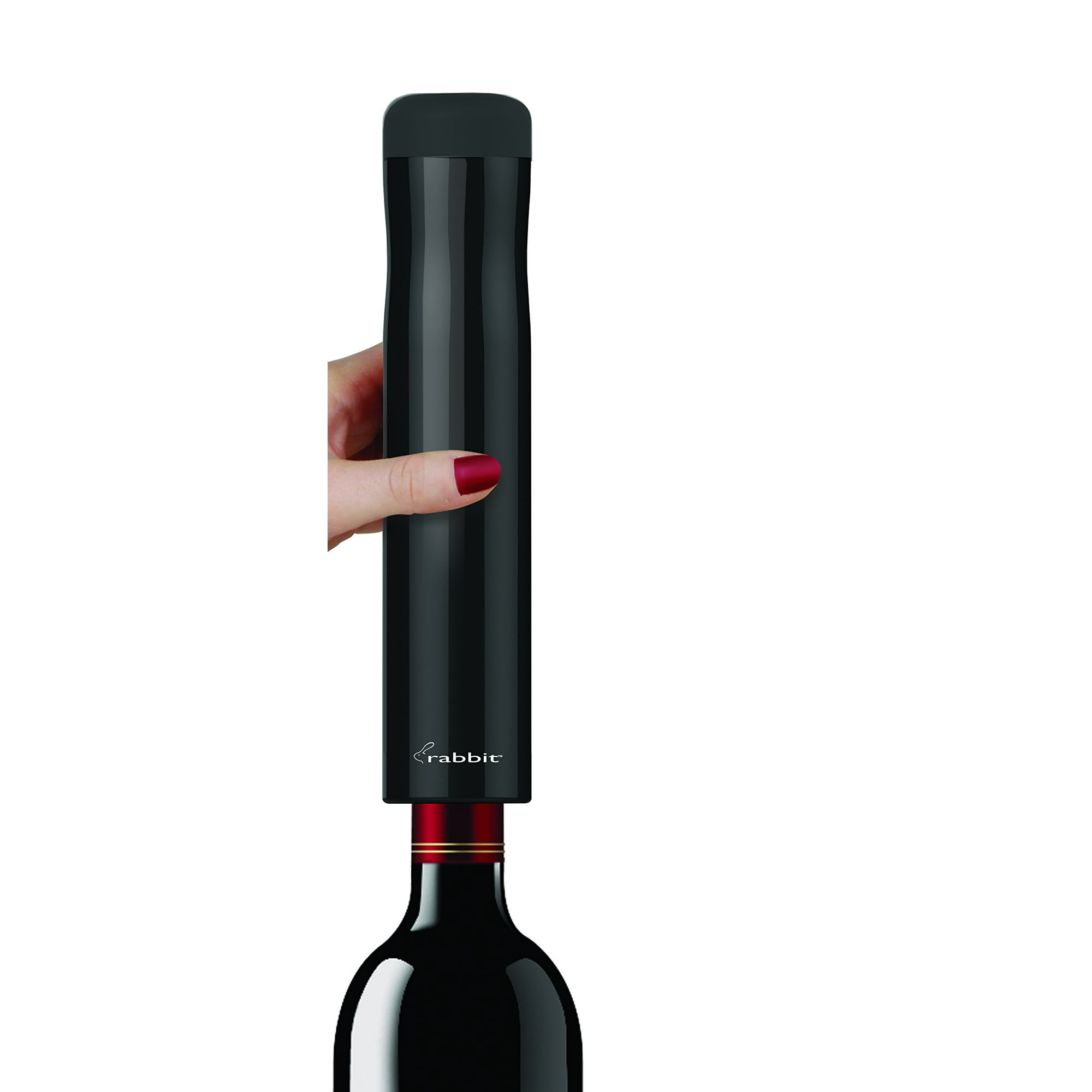 Rabbit - Sacacorchos Eléctrico Para Abrir Botellas De Vino, Diseño De Conejo, Color Negro Brillante