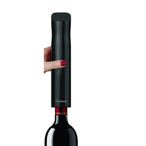 Rabbit - Sacacorchos Eléctrico Para Abrir Botellas De Vino, Diseño De Conejo, Color Negro Brillante