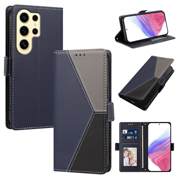 Funda Cartera con Soporte para Samsung Galaxy S24 Ultra, Azul Oscuro