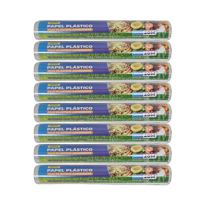 Pack 8 Film Plastico Aileda 20m X 30cm Adherente Cocina