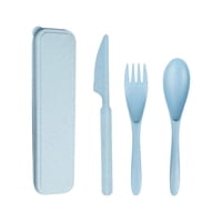 N-Ofertas - Set 3 Cubiertos Ecológico Portátil Camping Outdoor Celeste