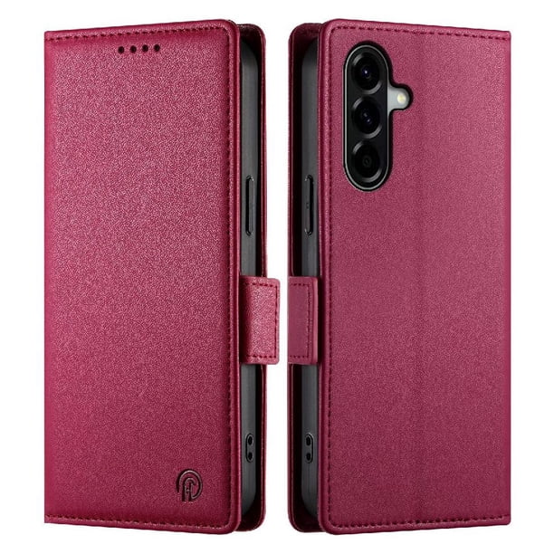 Funda Cartera Magnética con Tarjetas y Soporte para Samsung Galaxy A57 5G Rojo