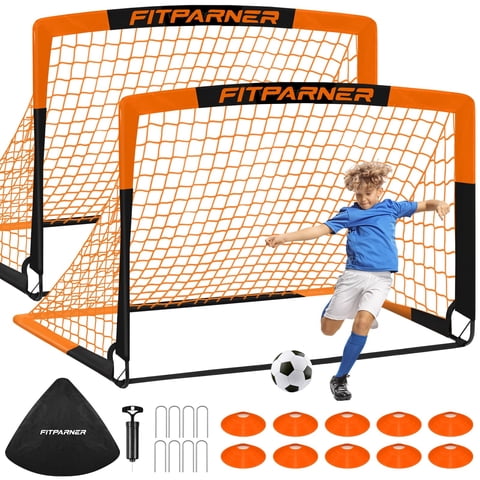Juego De 2 Porterías De Fútbol Para Niños Fitparner, 122 X 91 Cm, Portátiles