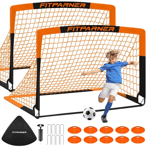 Juego de 2 porterías de fútbol para niños FITPARNER, 122 x 91 cm, portátiles