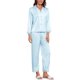 thumbnail image 2 of INSPIRE CHIC Conjunto de Pijama de Satén para Mujer con Manga Larga, Cuello con Muesca, Camisa Abotonada y Pantalones con Encaje Calado para Ocasiones Nupciales Grande Azul, 2 of 6