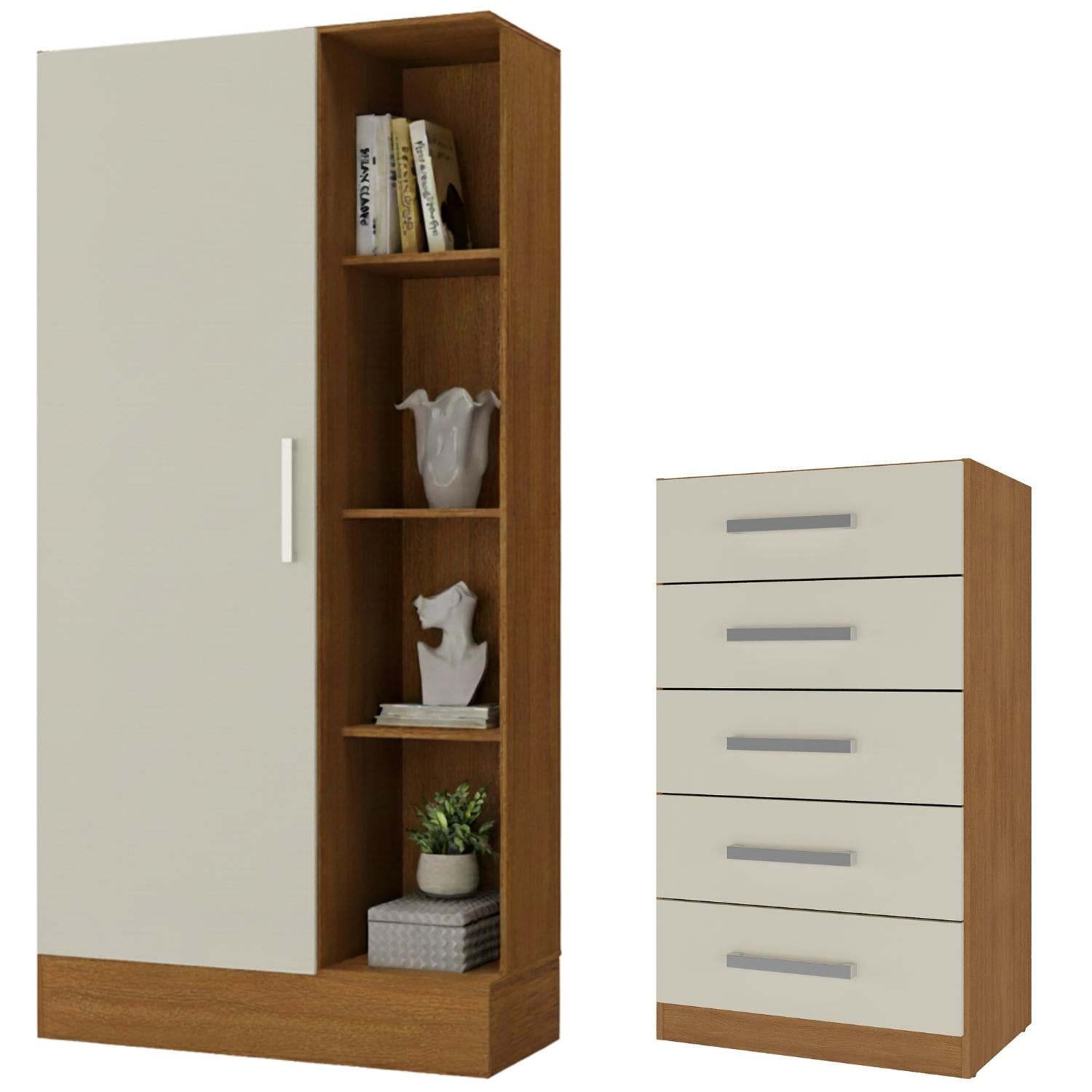 Movelaria - Combo Clóset Zapatero + Cómoda 5 Cajones Off White R0515 Blanco