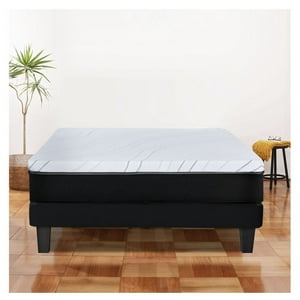 Latam Home - Cama Zen Best Full Colchon Pro Tela Velvet Negro