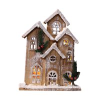 Magideal - Adorno De Casas De Nieve, Adornos Navideños, Artesanías, Casa Rústica De Madera, Casa Brillante De Navidad Para Decoración Del Hogar Del , Estilo B