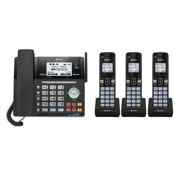 Teléfono con cable e inalámbrico AT&T TL86123 de 2 líneas con contestadora
